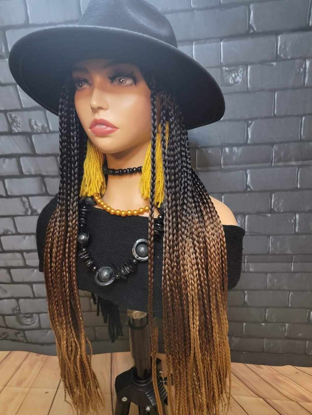 Braided Fedora Hat Wigs