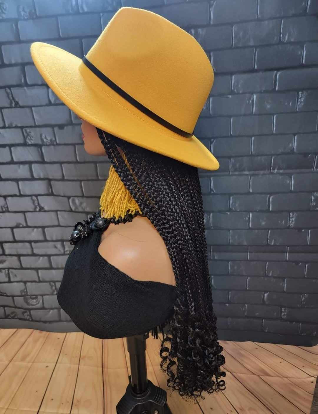 Braided Fedora Hat Wigs