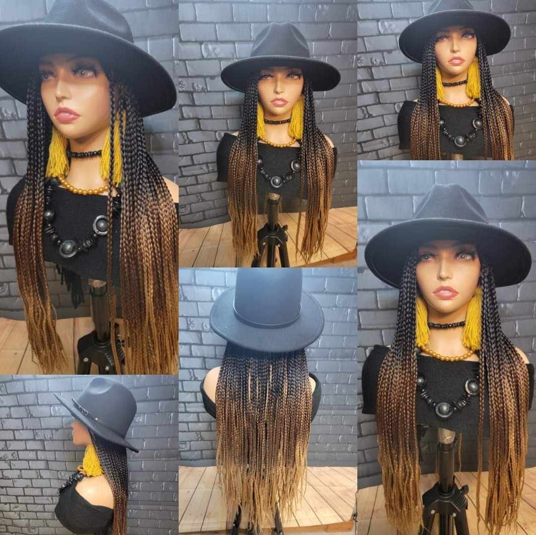 Braided Fedora Hat Wigs