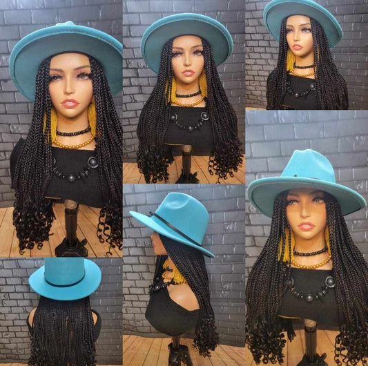 Braided Fedora Hat Wigs