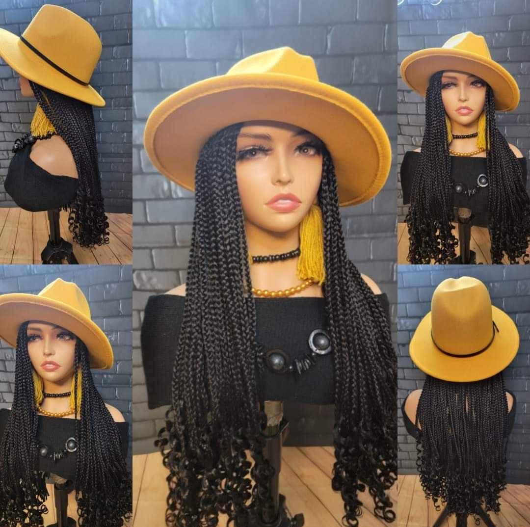 Braided Fedora Hat Wigs