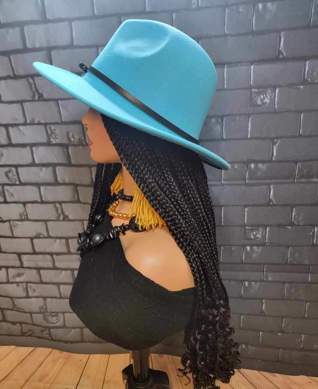 Braided Fedora Hat Wigs