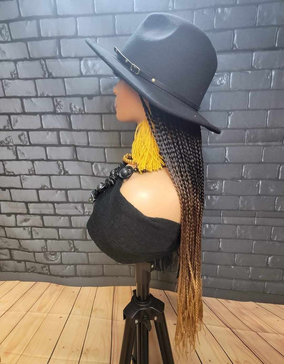 Braided Fedora Hat Wigs