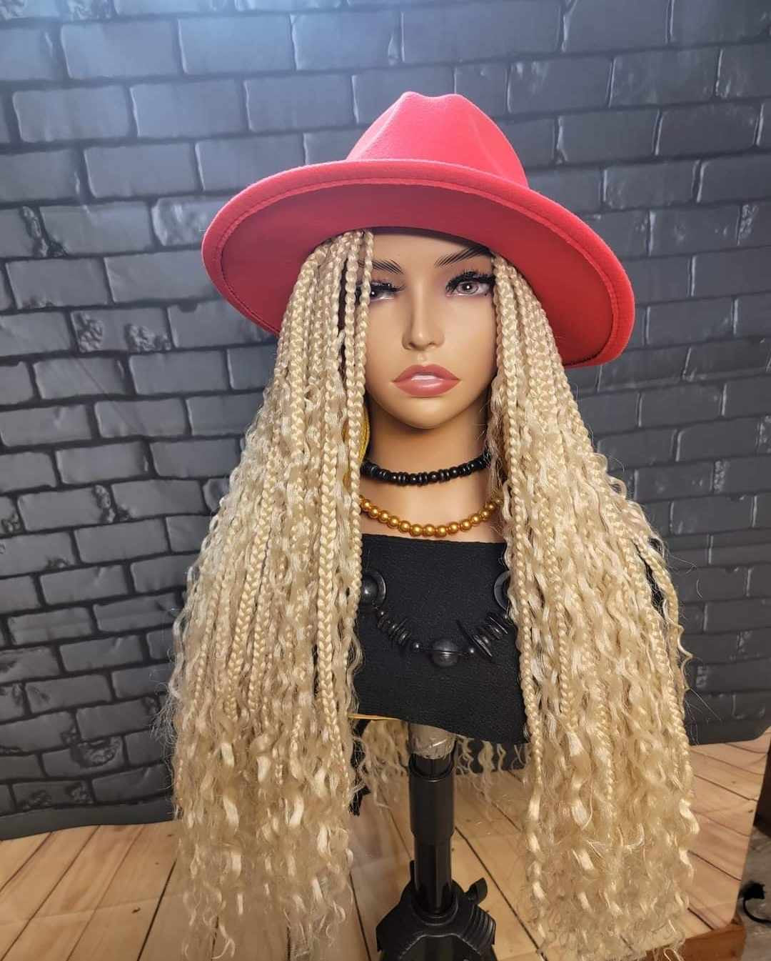 Braided Fedora Hat Wigs