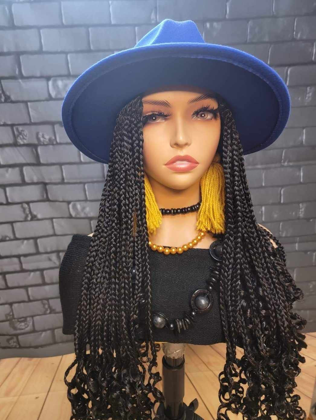 Braided Fedora Hat Wigs